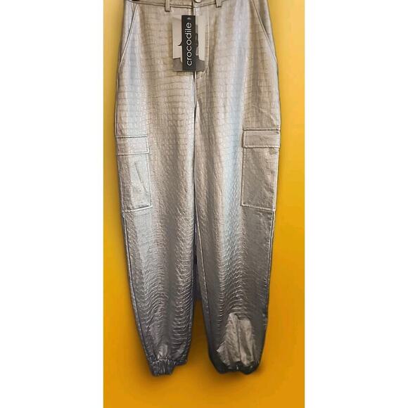 Naked Wardrobe Faux Crocodile Leather Jogger Pants XS Nwt Excellent Comfy Cr6 - Picture 1 of 7